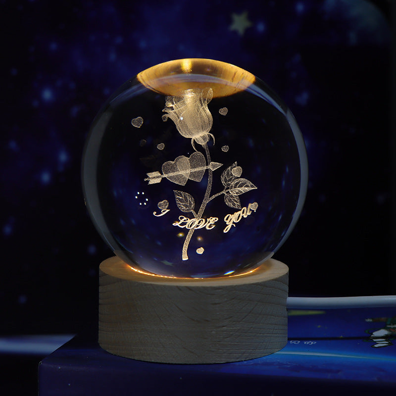 lumineux et planètes Lune Boule de cristal Petite lampe de nuit Projection Lumière d'ambiance Cadeau créatif Nouveau Cadeau Étrange