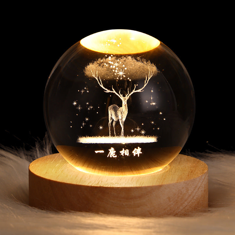 lumineux et planètes Lune Boule de cristal Petite lampe de nuit Projection Lumière d'ambiance Cadeau créatif Nouveau Cadeau Étrange