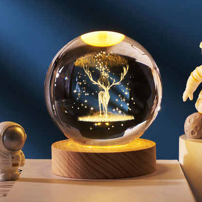 lumineux et planètes Lune Boule de cristal Petite lampe de nuit Projection Lumière d'ambiance Cadeau créatif Nouveau Cadeau Étrange