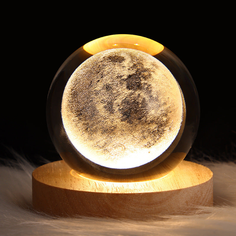 lumineux et planètes Lune Boule de cristal Petite lampe de nuit Projection Lumière d'ambiance Cadeau créatif Nouveau Cadeau Étrange