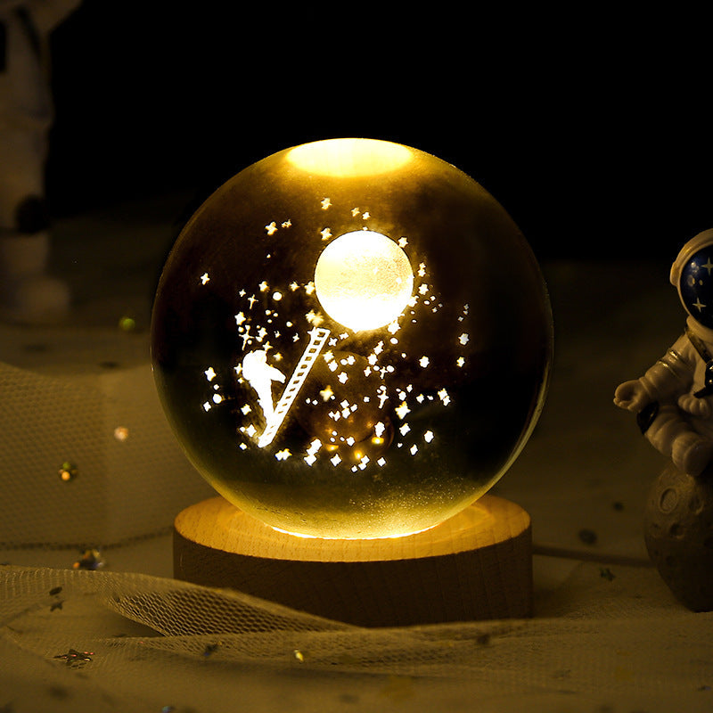 lumineux et planètes Lune Boule de cristal Petite lampe de nuit Projection Lumière d'ambiance Cadeau créatif Nouveau Cadeau Étrange