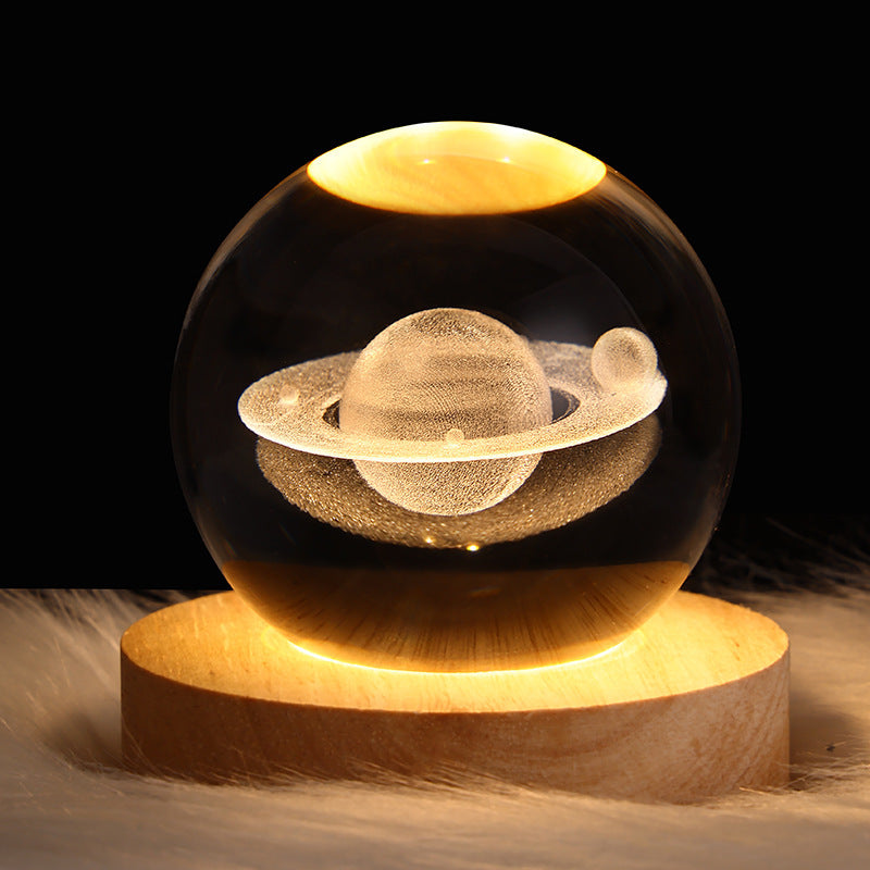 lumineux et planètes Lune Boule de cristal Petite lampe de nuit Projection Lumière d'ambiance Cadeau créatif Nouveau Cadeau Étrange