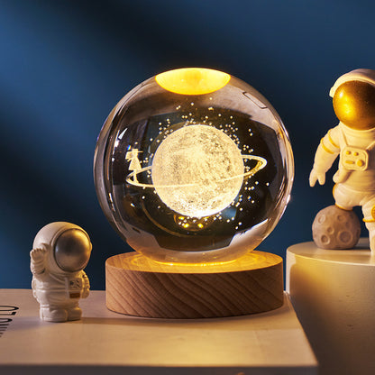 lumineux et planètes Lune Boule de cristal Petite lampe de nuit Projection Lumière d'ambiance Cadeau créatif Nouveau Cadeau Étrange